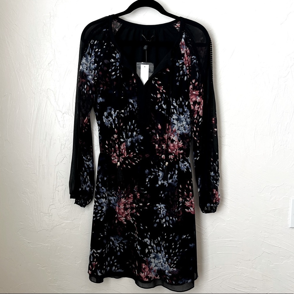 NWT White House Black Market mixed boho print long sleeve dress▪️size 4